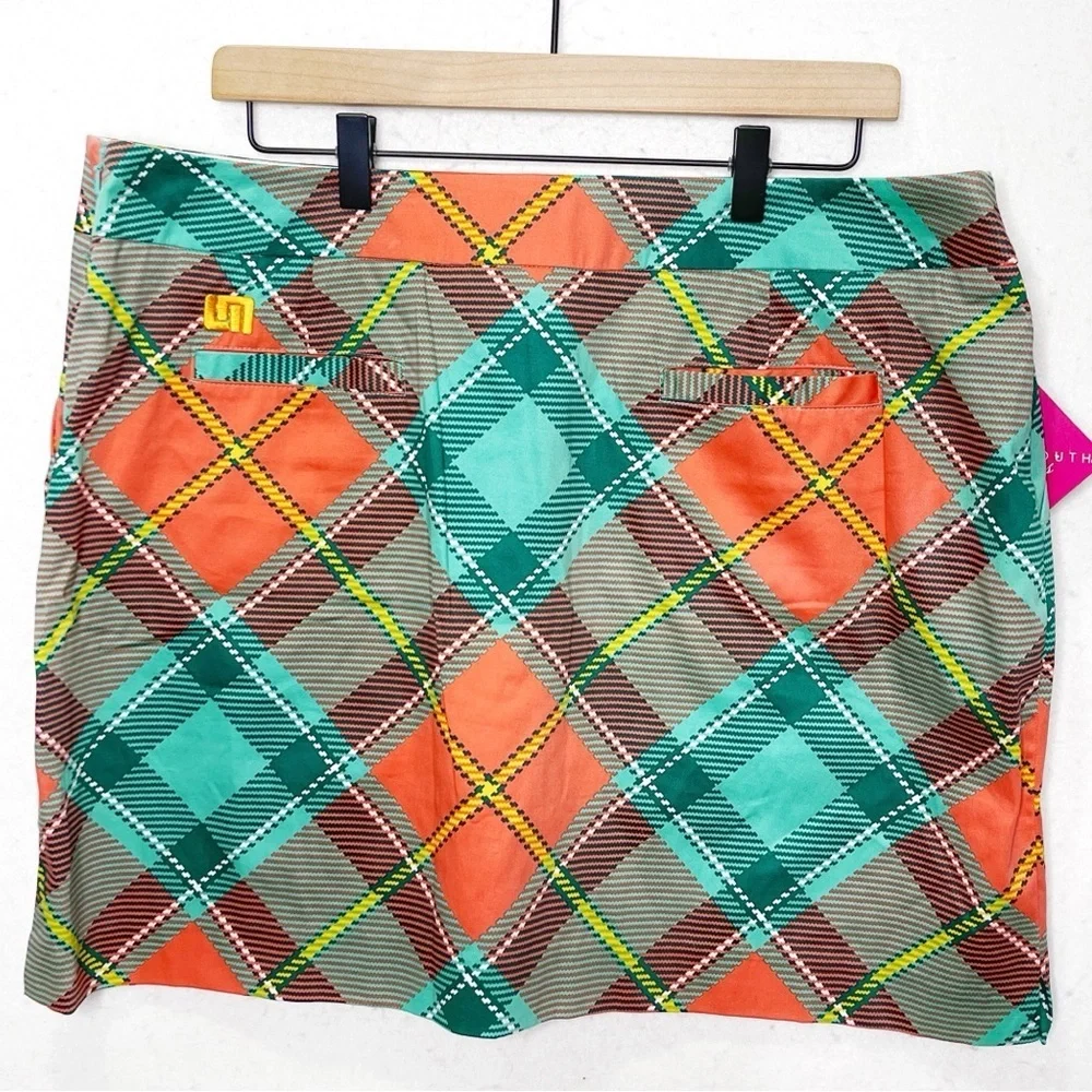 Loudmouth Golf Skort Skirt Pebble Peach Plaid Size 16